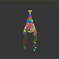 Golden Conical Hanging Decor With Intricate Hollow Patterns For Home Decoration
