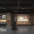 Museum Exhibition Hall Interior Featuring Glass Display Cases And Wall Exhibits