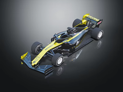 Sleek Black And Yellow Formula 1 Racing Car With Aerodynamic Design And Sporty Wheels 3d model