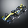 Sleek Black And Yellow Formula 1 Racing Car With Aerodynamic Design And Sporty Wheels