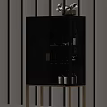 Modern Black Wine Cabinet With Glass Door Metal Base And Illuminated Interior Wine Bottles