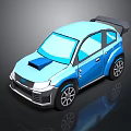 Blue Sporty Car with Rear Spoiler Front Air Intake and Black Alloy Wheels