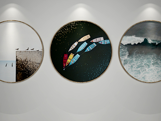 Modern round frame painting decorative painting circular decorative painting 3d model