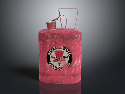 Vintage Red Motor Oil Can With Classic Logo And Red Cap Graphic Design 3d model