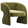 Plush Beige Modern Leisure Chair With Curved Armrests And Unique Base