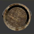 Vintage Wooden Bucket With Worn Texture And Metal Hoop Detail