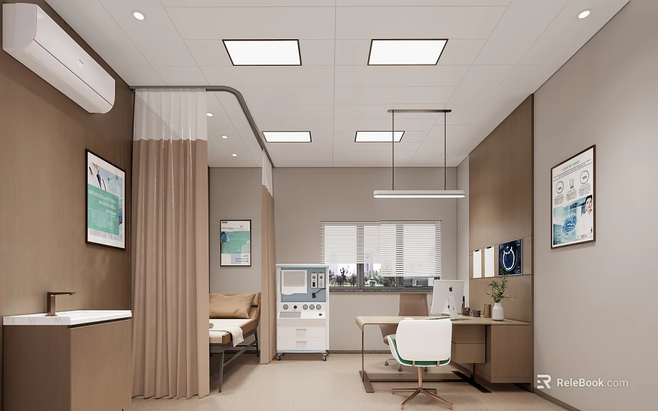 Hospital Outpatient Clinic Interior With Medical Facilities And Furniture 3d model 