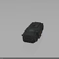 Dark Military Vehicle With Orange Stripes Roof Equipment And Multiple Wheels 3D Rendering