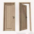Wooden Hinged Door With Natural Grain For Home Interior Simple Design