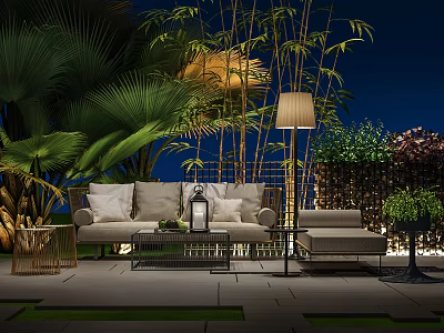 Light Luxury Outdoor Sofa Outdoor Sofa Coffee Table Combination 3d model