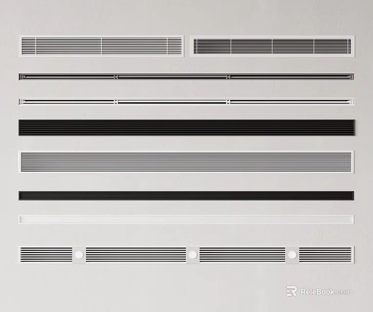 Various Designs Of Air Conditioner Vents Displayed 3d model 