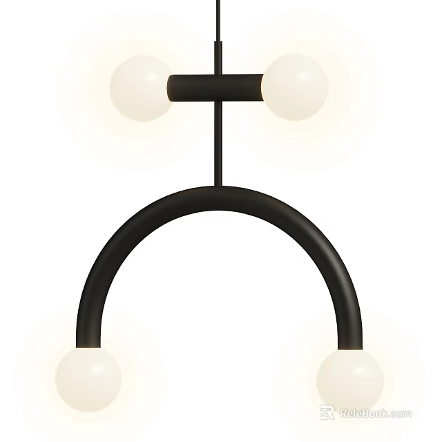 Modern Black Metal Arched Chandelier With Spherical Glass Bulbs For Interior Lighting 3d model