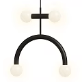 Modern Black Metal Arched Chandelier With Spherical Glass Bulbs For Interior Lighting 3d model