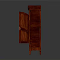 Red Vintage Wooden Storage Cabinet With Glass Door And Drawer For Home Decor