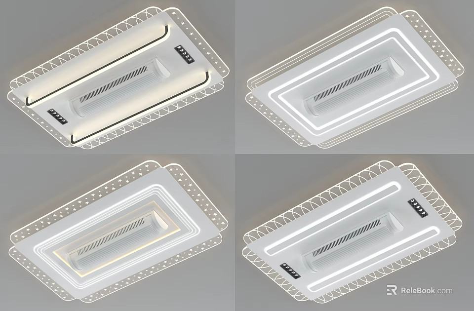 Modern Square LED Ceiling Light With White Decorative Frame And Elegant Design 3d model 