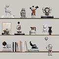 Modern Cream Ornaments Combination TV Cabinet Ornaments Combination Modern Ornaments Books Bookcase Ornaments 3d model