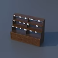Wooden Display Cabinet Shelf With Multiple Shelves And Functional Storage Drawers