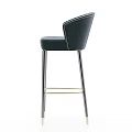 Modern Gray Bar Stool With Tufted Backrest And Metal Legs Design 3d model