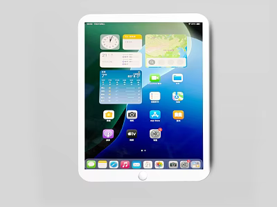 Modern Tablet With Touch Screen Displaying Clock Calendar Weather Map And App Icons 3d model