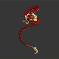 Red Dragon Ornament With Golden Decorations And Coiled Body In Traditional Chinese Style