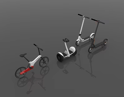 Modern Electric Scooters And Bikes With Sleek Design And Various Styles 3d model