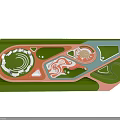 Park Landscape Design With Circular Paths Green Spaces And Water Features 3d model