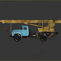 Blue Heavy Duty Crane Truck With Yellow Lifting Boom And Cab Design
