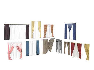 Various Colorful Curtain Styles with Modern Designs for Home Interior Decoration 3d model