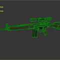 Green Military Sniper Rifle With Telescopic Sight And Long Barrel