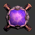 Futuristic Sci-Fi Scene Component Featuring Purple Pink Crystal Core And Metallic Shell With Glowing Elements