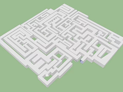 White Garden Ornament Maze Design With Intricate Paths And Green Background 3d model