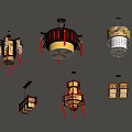 Traditional Chinese Style Pendant Lights with Red Tassels Wooden Frames and Intricate Patterns