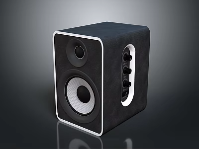 Modern Black Electronic Speaker With Dual Speakers Control Knobs And Sleek Design 3d model
