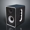 Modern Black Electronic Speaker With Dual Speakers Control Knobs And Sleek Design 3d model