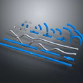 Various Blue Silver Pipes Fittings And Plumbing Installation Components