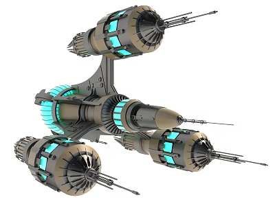 Futuristic Mechanical Device With Multiple Blue Glowing Engines And Detailed Metallic Structure 3d model