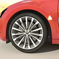 Red Car Exterior And Interior Views With Wheels Dashboard And Seats