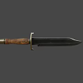 Vintage Military Knife With Wooden Handle Brass Guard And Sharp Blade
