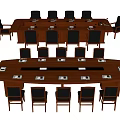 Wooden Rectangular Conference Table With Black Chairs In Meeting Room Setup 3d model