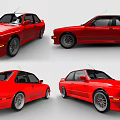 Red Classic Sports Car Displayed In Multiple Angles With Sleek Exterior Design