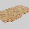 Elegant Natural Burl Wood Rectangular Coffee Table With Solid Pedestal Base For Modern Living Room