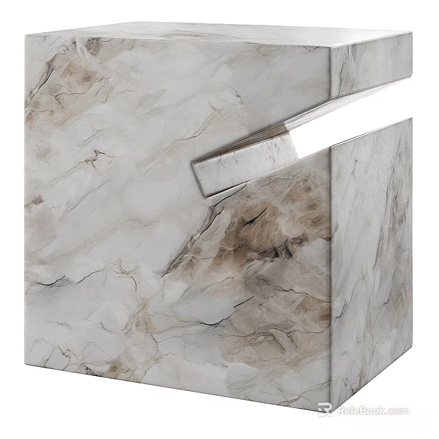 Modern Marble Side Table With Natural Vein Pattern And Sleek Design Structure 3d model 