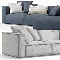Modern Blue L Shaped Sofa With White And Gray Decorative Pillows 3d model