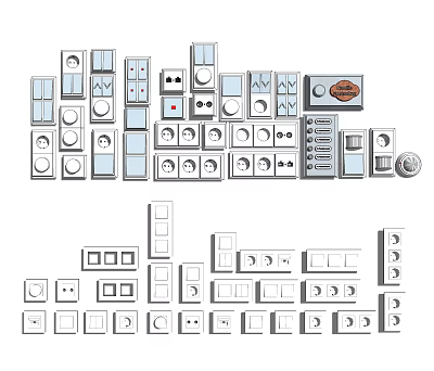 Modern Switch Switch Panel Combination 3d model