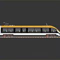 Yellow And White Modern Train With Multiple Windows On Tracks