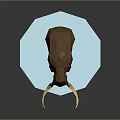 Low Poly Style Mammoth Figure Standing On Blue Hexagonal Base