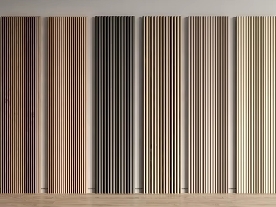 Various Colored Vertical Stripe Wall Panels Neatly Arranged In Interior Space 3d model