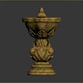 Classical Golden Carved Furniture Accent With Intricate Floral Motifs And Decorative Design