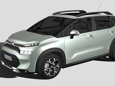 Silver Citroen SUV With Roof Rack Black Wheels And Front Design 3d model