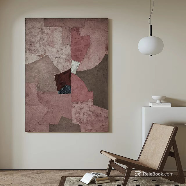 Abstract Geometric Painting In Modern Interior 3d model